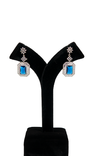 Blue Stone Long Drop Earrings – Elegant Stone Earrings Design